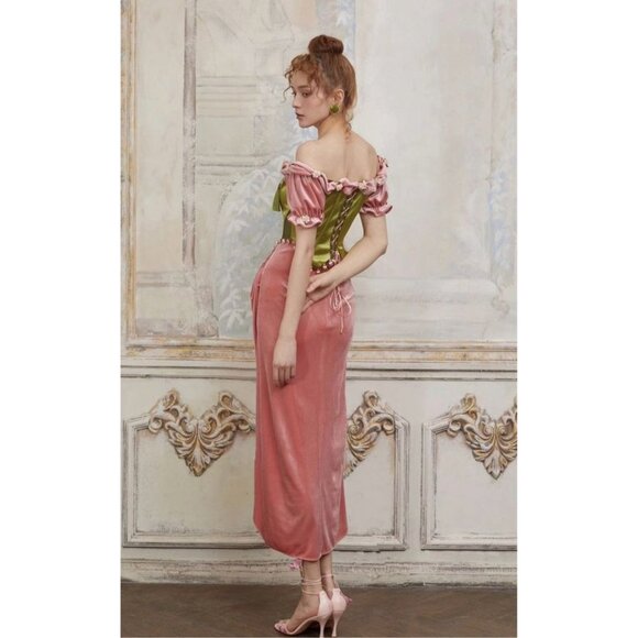 LACEMADE Velvet Rose Petal himekaji hime gyaru wrap skirt size L - Picture 4 of 7